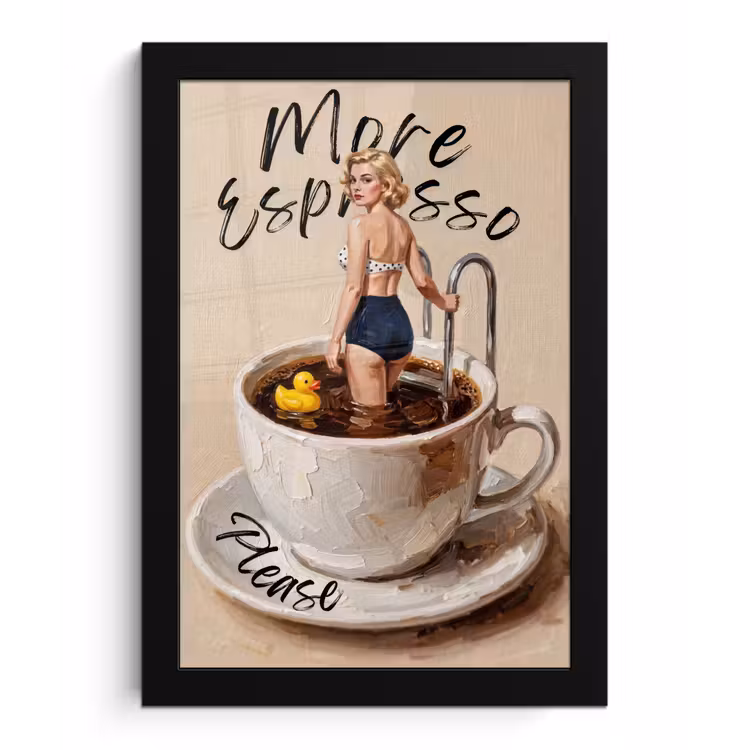 More espresso - Koffie - Eend fotolijst zwart zonder passe partout klein -3d
