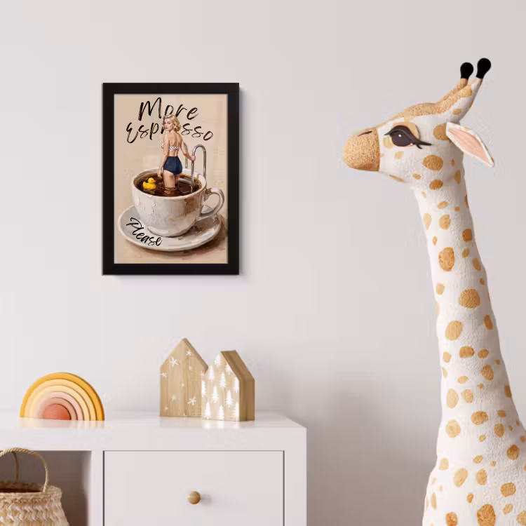 More espresso - Koffie - Eend fotolijst zwart zonder passe partout klein -usfeer4_kinderkamer