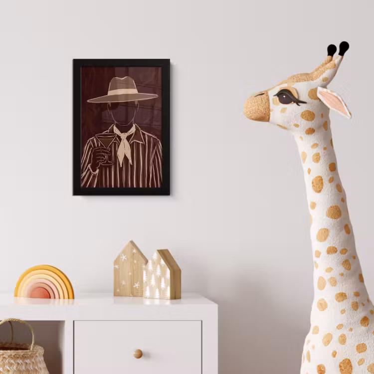 Mens - Hoed - Cocktail - Abstract - Bruin fotolijst zwart zonder passe partout klein -usfeer4_kinderkamer