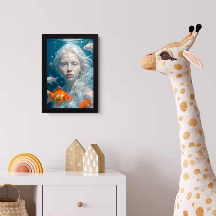 Mens - Onderwater - Vis - Modern - Blauw fotolijst zwart zonder passe partout klein -usfeer4_kinderkamer