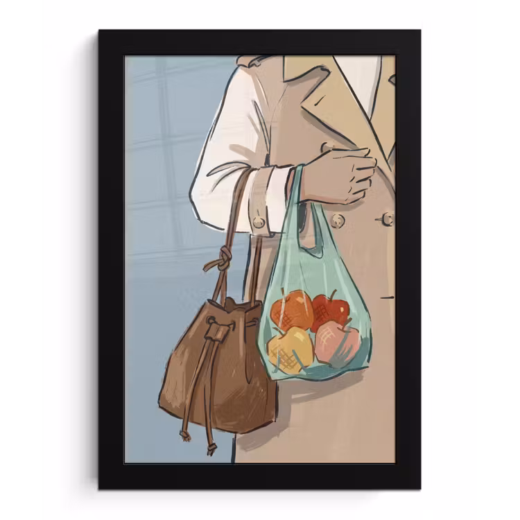 Mensen - Boodschappen - Stadsleven - Modern - Kleurrijk fotolijst zwart zonder passe partout klein -3d