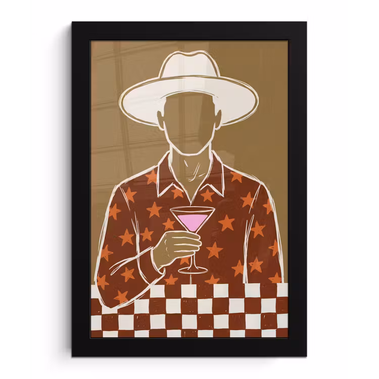 Mensen - Hoed - Cocktail - Abstract - Modern fotolijst zwart zonder passe partout klein -3d