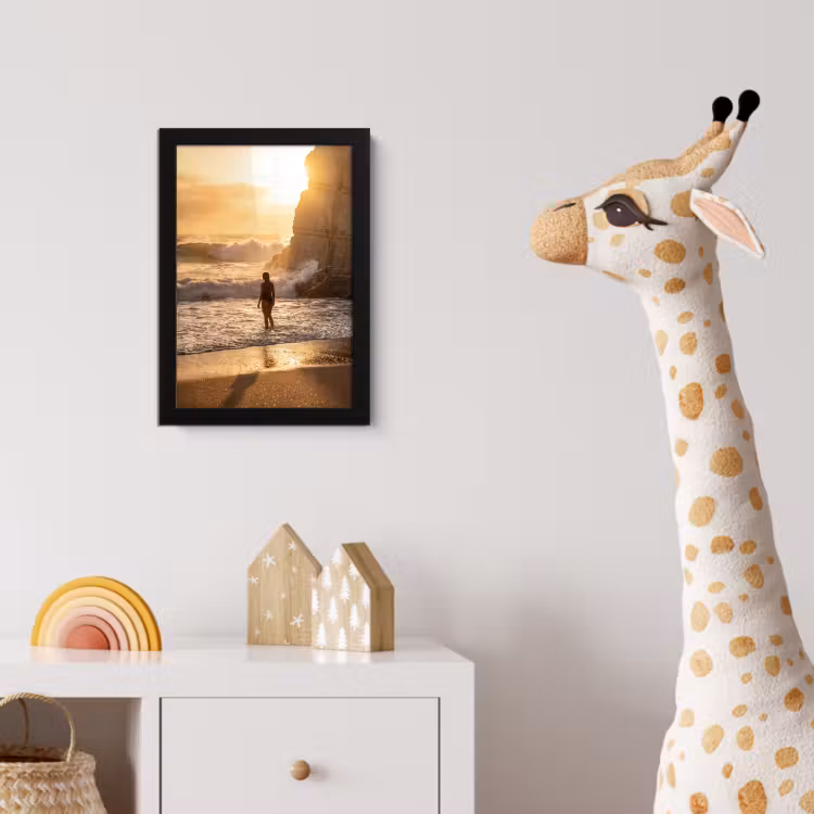 Mensen - Oceaan - Zonsondergang - Kust - Goud fotolijst zwart zonder passe partout klein -usfeer4_kinderkamer