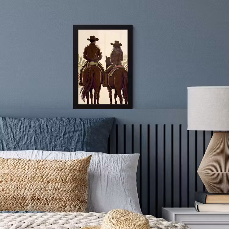 Mensen - Ruiters - Western - Illustratie - Bruin fotolijst zwart zonder passe partout klein -sfeer3