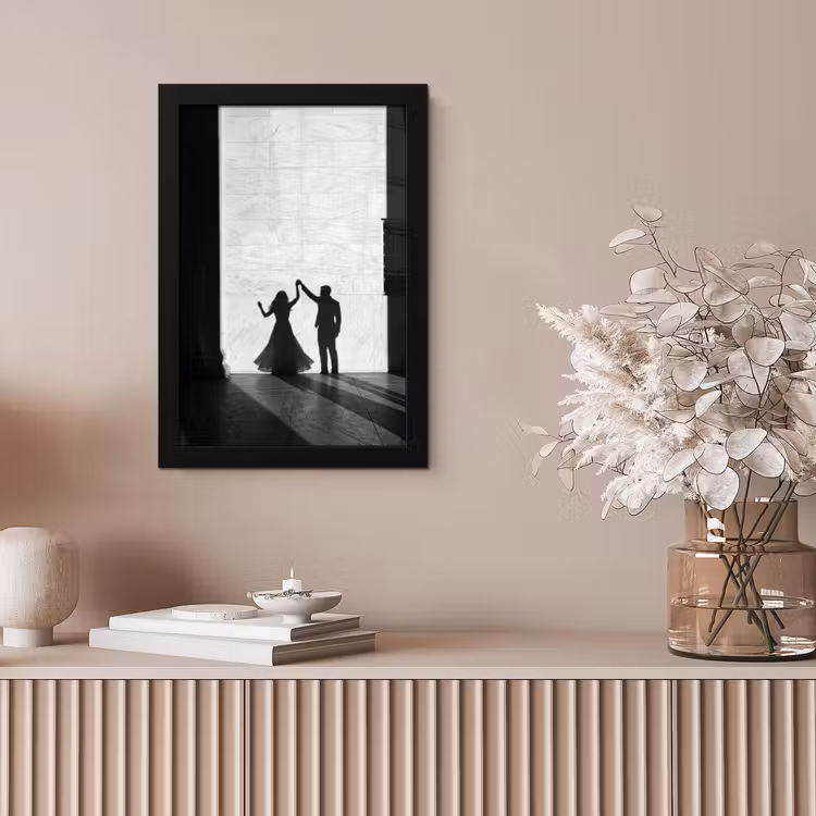 Mensen - Schaduw - Dans - Zwart-wit - Liefde fotolijst zwart zonder passe partout klein -sfeer5