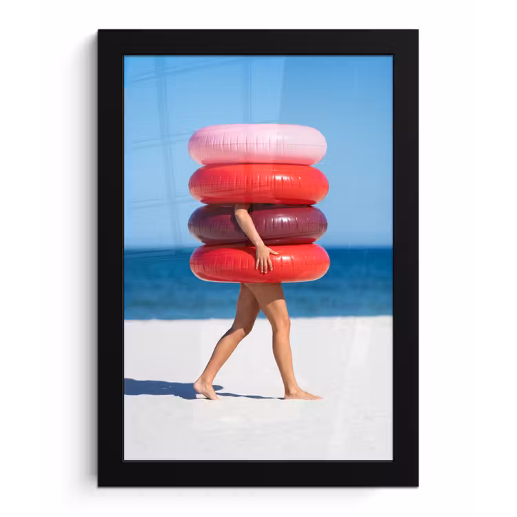 Mensen - Strand - Zomer - Recreatie - Kleurrijk fotolijst zwart zonder passe partout klein -3d
