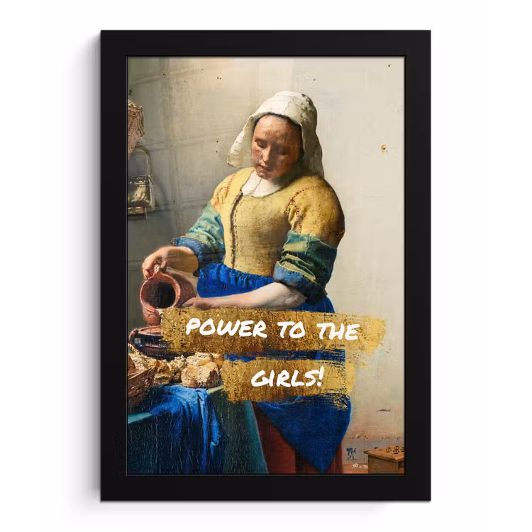 Melkmeisje - Goud - Quotes - Schilderij - Oude meesters fotolijst zwart zonder passe partout klein -3d