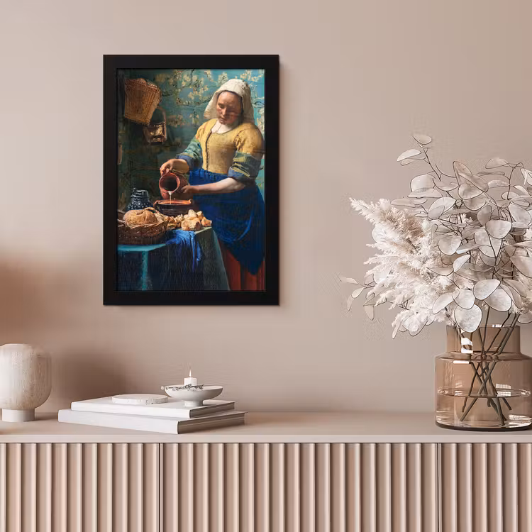 Melkmeisje - Amandelbloesem - Van Gogh - Vermeer - Schilderij - Oude meesters fotolijst zwart zonder passe partout klein -sfeer5