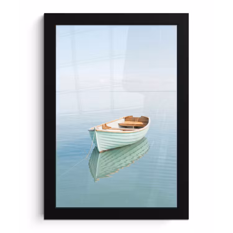 Minimalistisch - Boot - Zee fotolijst zwart zonder passe partout klein -3d