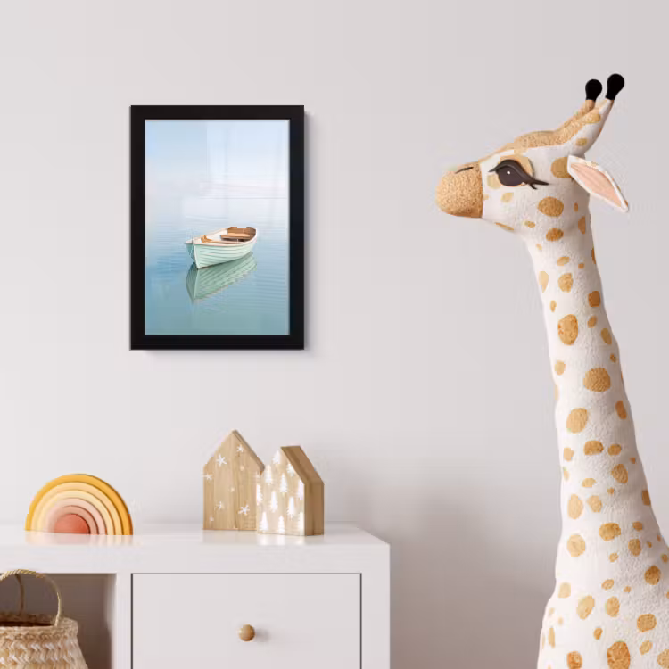 Minimalistisch - Boot - Zee fotolijst zwart zonder passe partout klein -usfeer4_kinderkamer