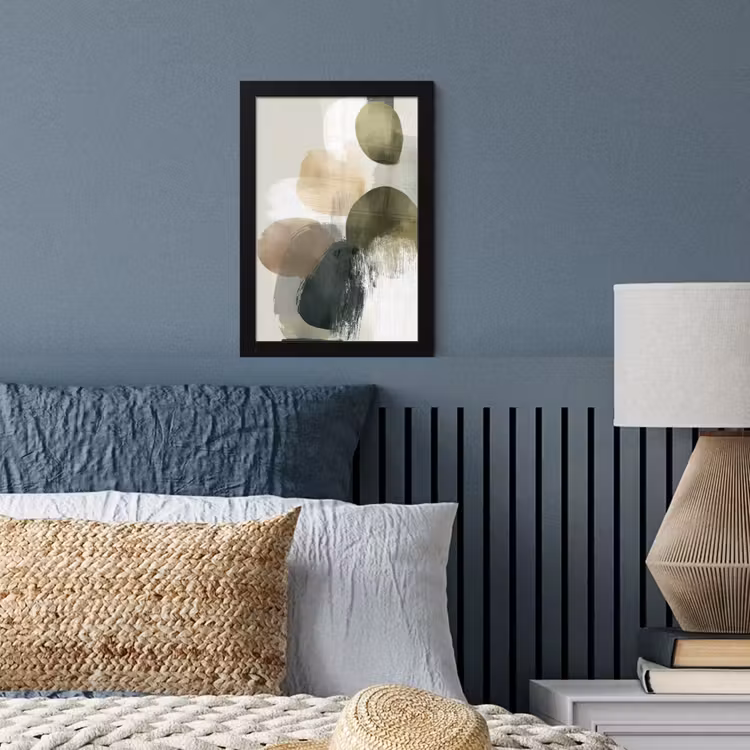 Minimalistisch - Cirkels - Penseelstreken - Beige fotolijst zwart zonder passe partout klein -sfeer3