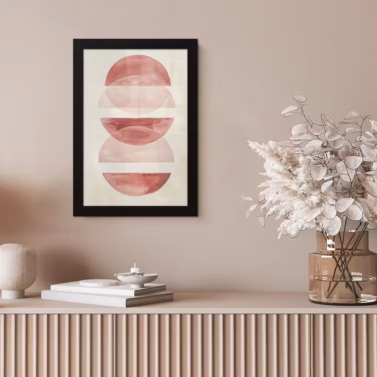 Minimalistisch - Cirkels - Roze fotolijst zwart zonder passe partout klein -sfeer5