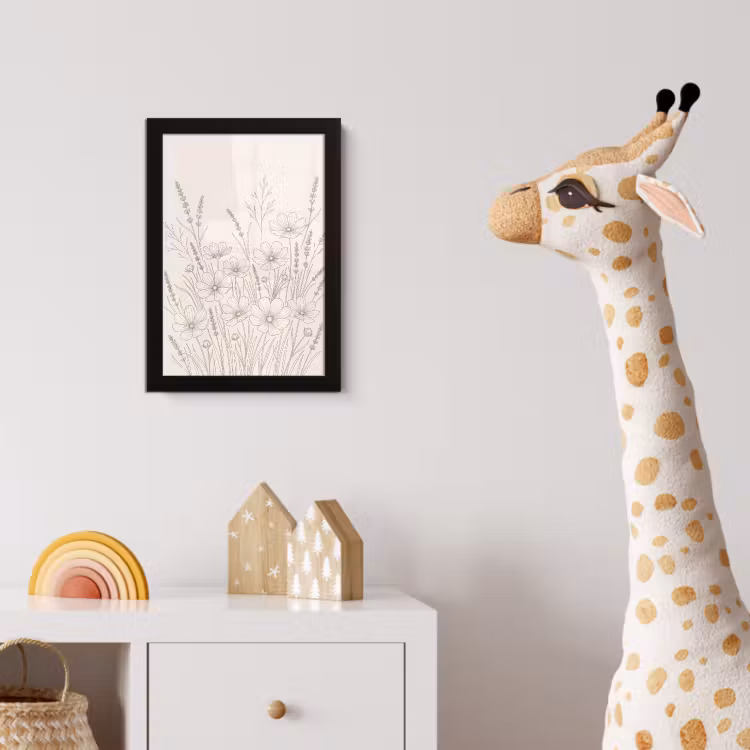 Minimalistisch - Modern - Bloemen - Beige fotolijst zwart zonder passe partout klein -usfeer4_kinderkamer