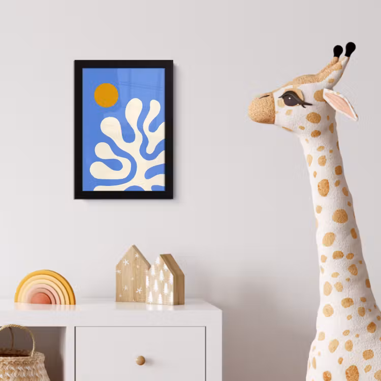 Minimalistisch - Organisch patroon - Blauw fotolijst zwart zonder passe partout klein -usfeer4_kinderkamer