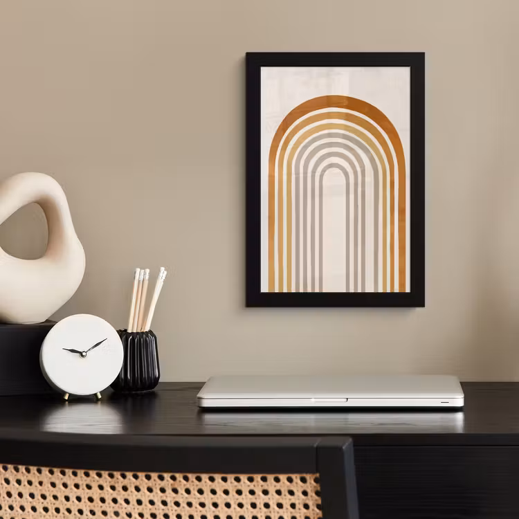 Minimalistisch - Boog - Lijnen - Beige fotolijst zwart zonder passe partout klein -sfeer1
