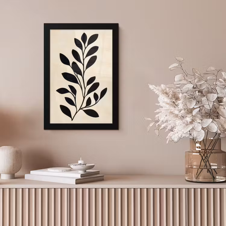 Minimalistisch - Tak - Bladeren - Zwart fotolijst zwart zonder passe partout klein -sfeer5