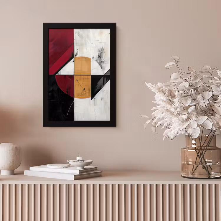 Modern - Abstract - Geometrisch - Rood - Industrieel fotolijst zwart zonder passe partout klein -sfeer5