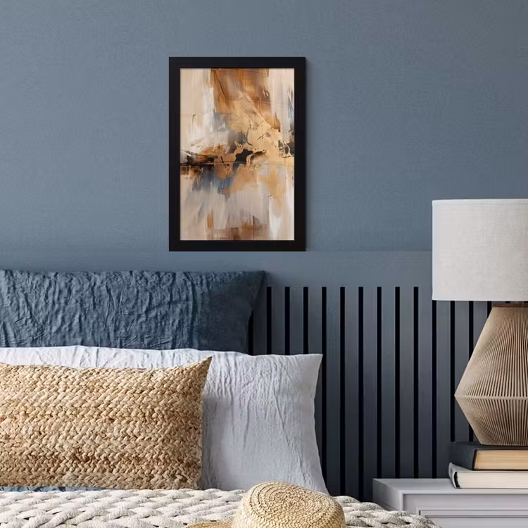 Modern - Bruin - Abstract - Beige fotolijst zwart zonder passe partout klein -sfeer3