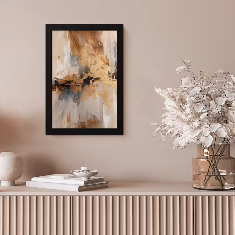 Modern - Bruin - Abstract - Beige fotolijst zwart zonder passe partout klein -sfeer5