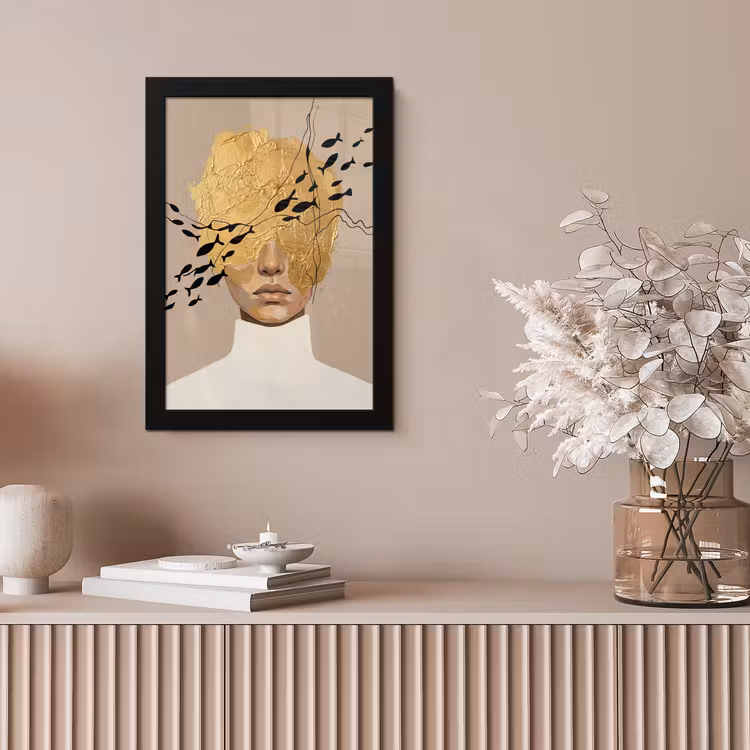 Modern - Vrouw - Goud fotolijst zwart zonder passe partout klein -sfeer5