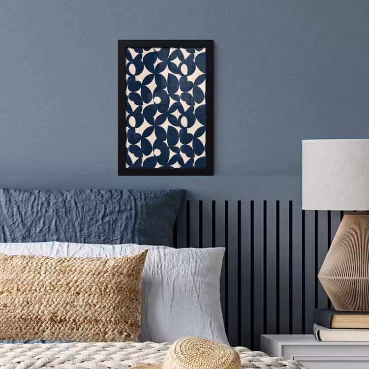 Modern - Geometrisch - Blauw fotolijst zwart zonder passe partout klein 224 -sfeer3