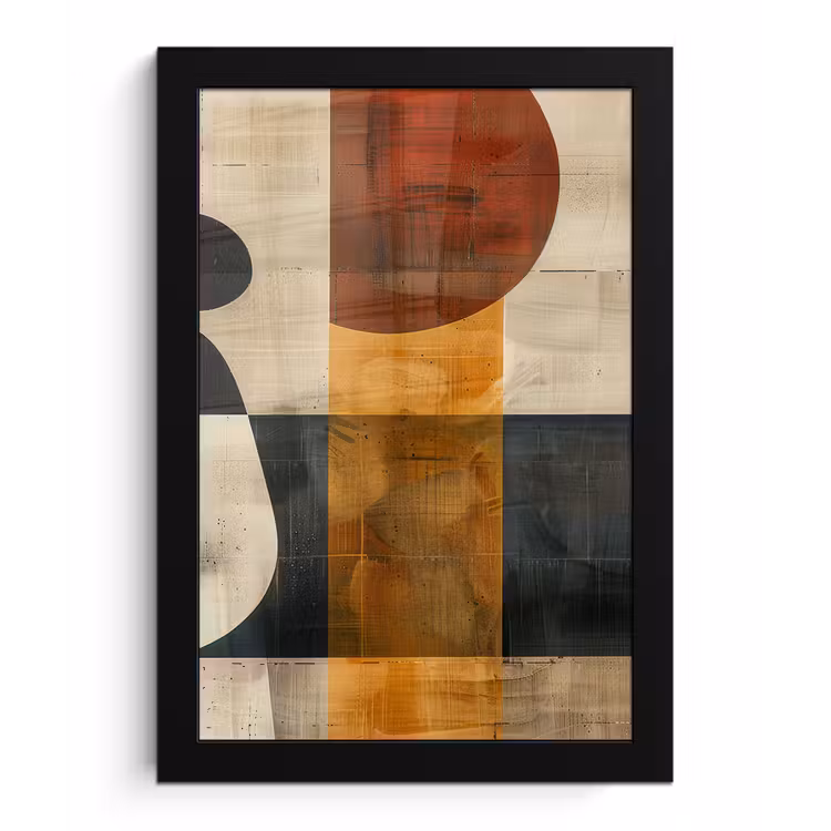 Modern - Kunst - Beige - Industrieel fotolijst zwart zonder passe partout klein -3d