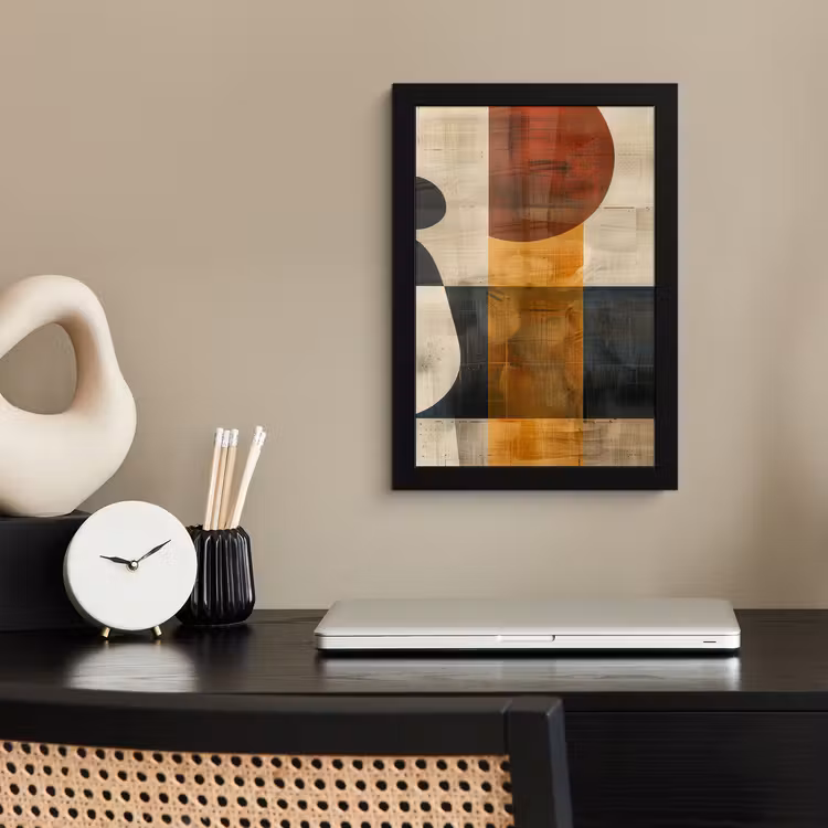 Modern - Kunst - Beige - Industrieel fotolijst zwart zonder passe partout klein -sfeer1