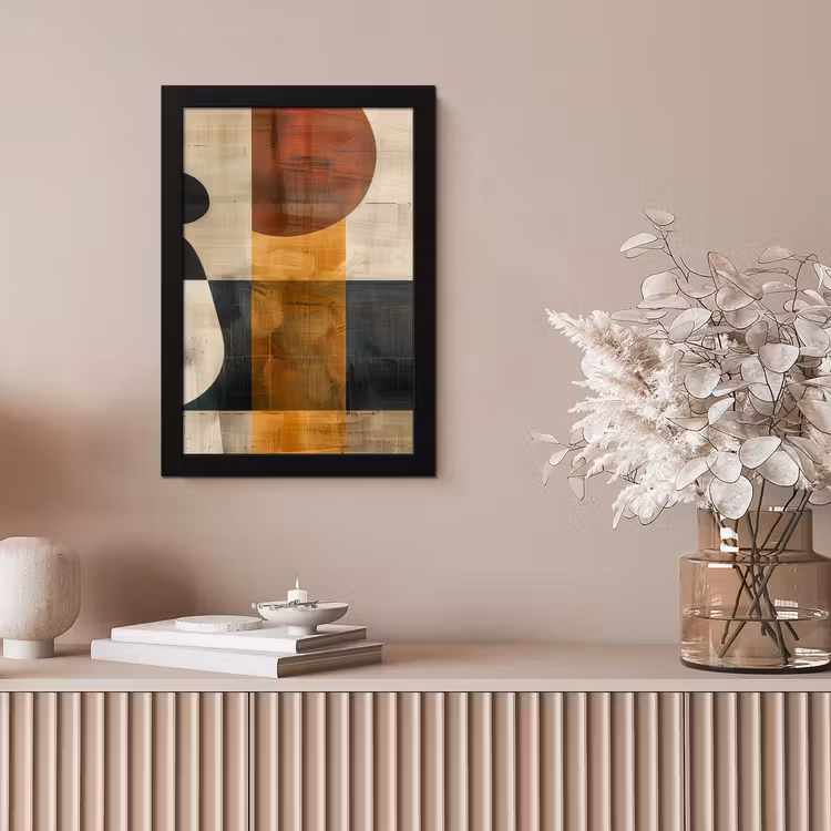 Modern - Kunst - Beige - Industrieel fotolijst zwart zonder passe partout klein -sfeer5