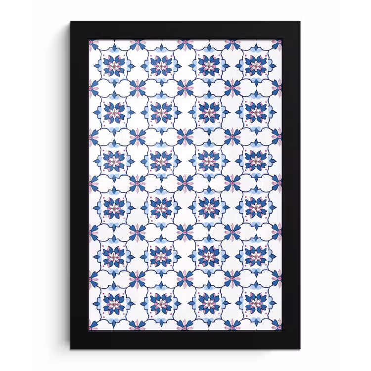 Modern - Patroon - Blauw - Roze fotolijst zwart zonder passe partout klein 224 -3d
