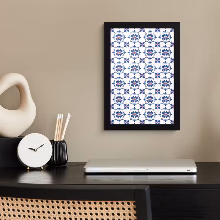 Modern - Patroon - Blauw - Roze fotolijst zwart zonder passe partout klein 224 -sfeer1