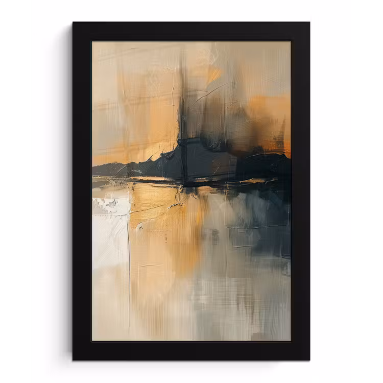 Moderne kunst - Abstract - Zwart fotolijst zwart zonder passe partout klein -3d