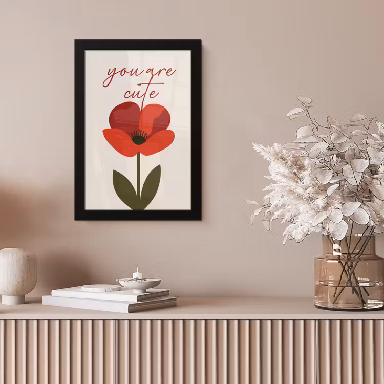Klaproos - Bloem - Rood - Valentijn fotolijst zwart zonder passe partout klein -sfeer5