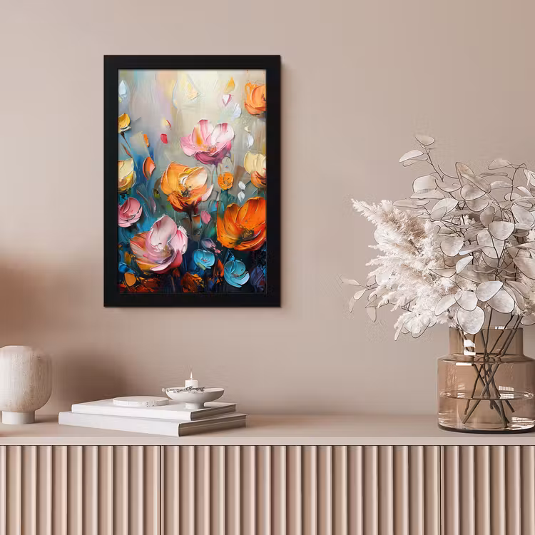 Klaprozen - Bloemen - Kunst - Botanisch fotolijst zwart zonder passe partout klein -sfeer5