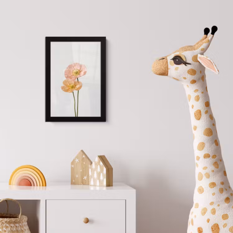 Papavers - Botanisch - Roze fotolijst zwart zonder passe partout klein -usfeer4_kinderkamer