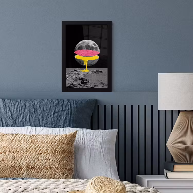 Maan - Geel - Roze - Zwart fotolijst zwart zonder passe partout klein -sfeer3
