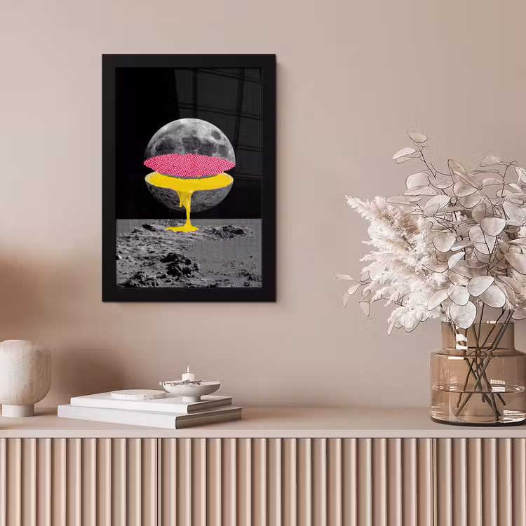 Maan - Geel - Roze - Zwart fotolijst zwart zonder passe partout klein -sfeer5