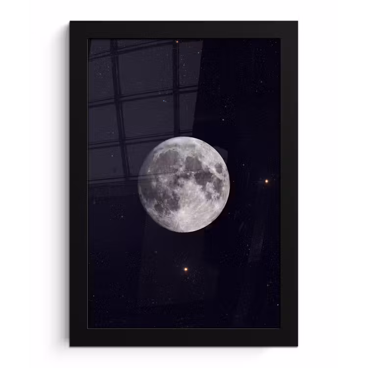 Bilder mit Rahmen - Mond – Sterne – Weltraum - Maan - Sterren - Ruimte fotolijst zwart zonder passe partout klein