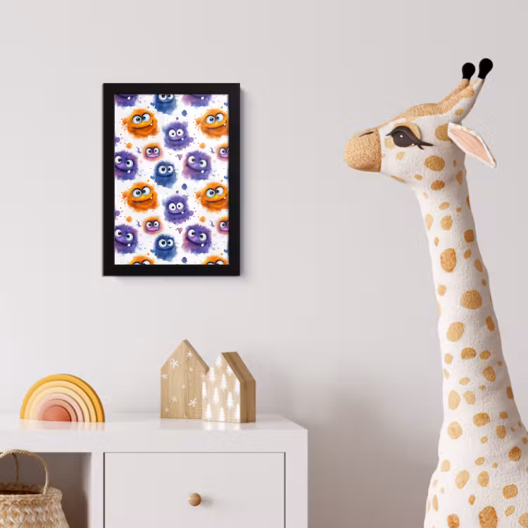 Monstertjes - Aquarel - Kleurrijk fotolijst zwart zonder passe partout klein 224 -usfeer4_kinderkamer