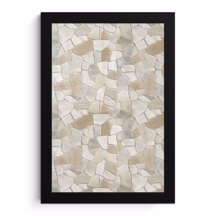 Mozaïek - Stenen - Beige fotolijst zwart zonder passe partout klein 224 -3d