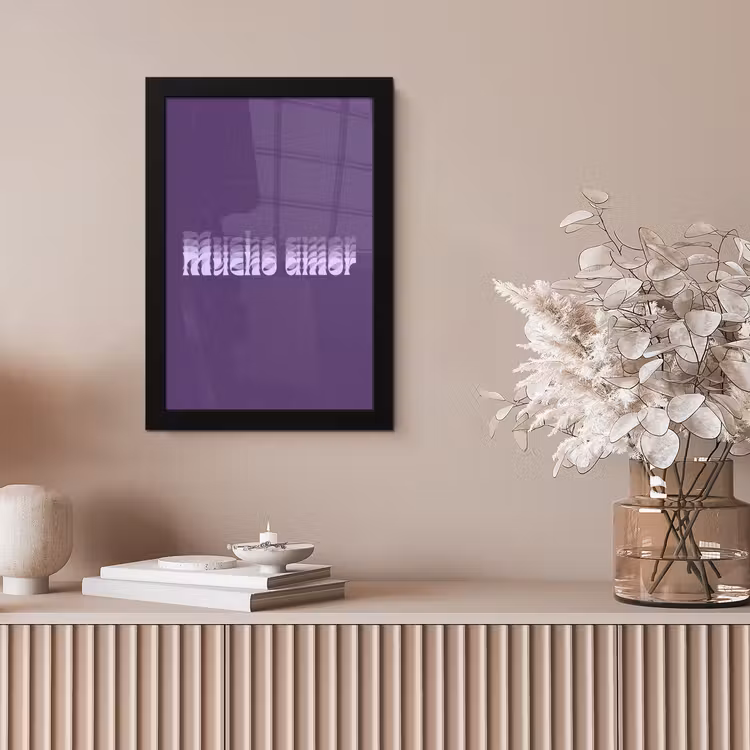 Mucho amor - Paars - Grafisch fotolijst zwart zonder passe partout klein -sfeer5