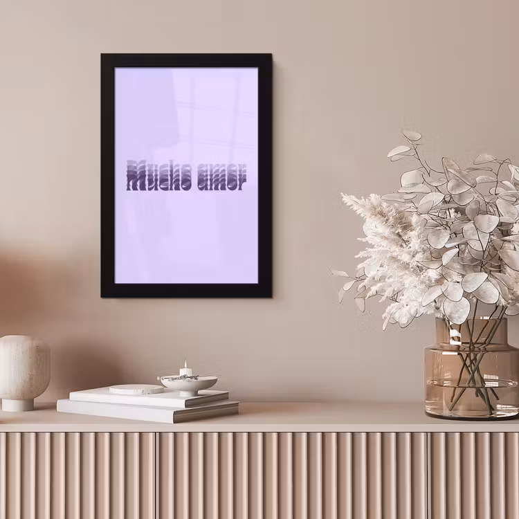 Mucho amor - Paars - Gelaagde letters fotolijst zwart zonder passe partout klein -sfeer5