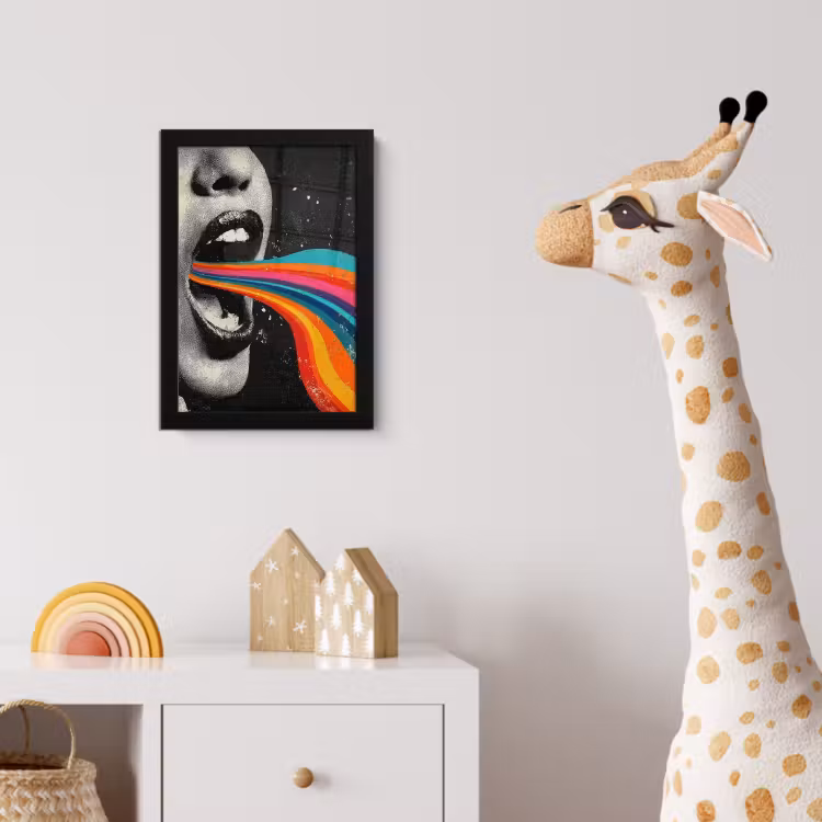 Mond - Golven - Regenboog fotolijst zwart zonder passe partout klein -usfeer4_kinderkamer