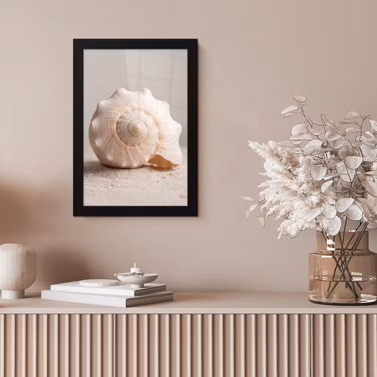 Schelp - Detail - Beige fotolijst zwart zonder passe partout klein -sfeer5