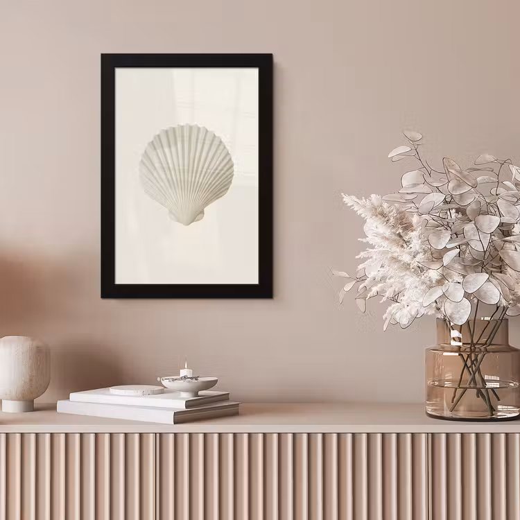 Schelp - Minimalistisch - Wit fotolijst zwart zonder passe partout klein -sfeer5