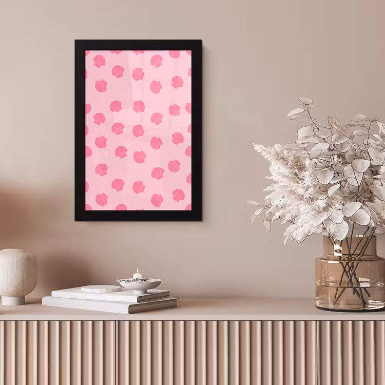 Schelp - Patroon - Zee - Modern - Roze fotolijst zwart zonder passe partout klein -sfeer5