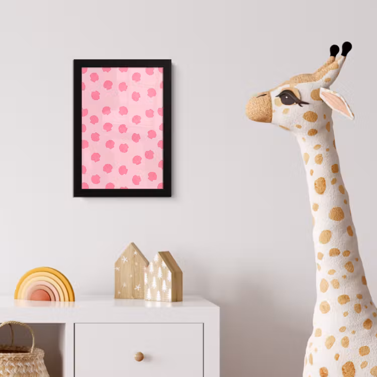 Schelp - Patroon - Zee - Modern - Roze fotolijst zwart zonder passe partout klein -usfeer4_kinderkamer