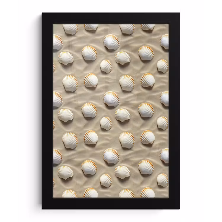 Schelpen - Zand - Maritiem fotolijst zwart zonder passe partout klein 224 -3d
