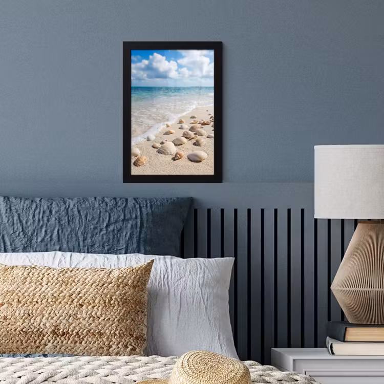 Schelpen - Strand - Natuur - Beige fotolijst zwart zonder passe partout klein -sfeer3