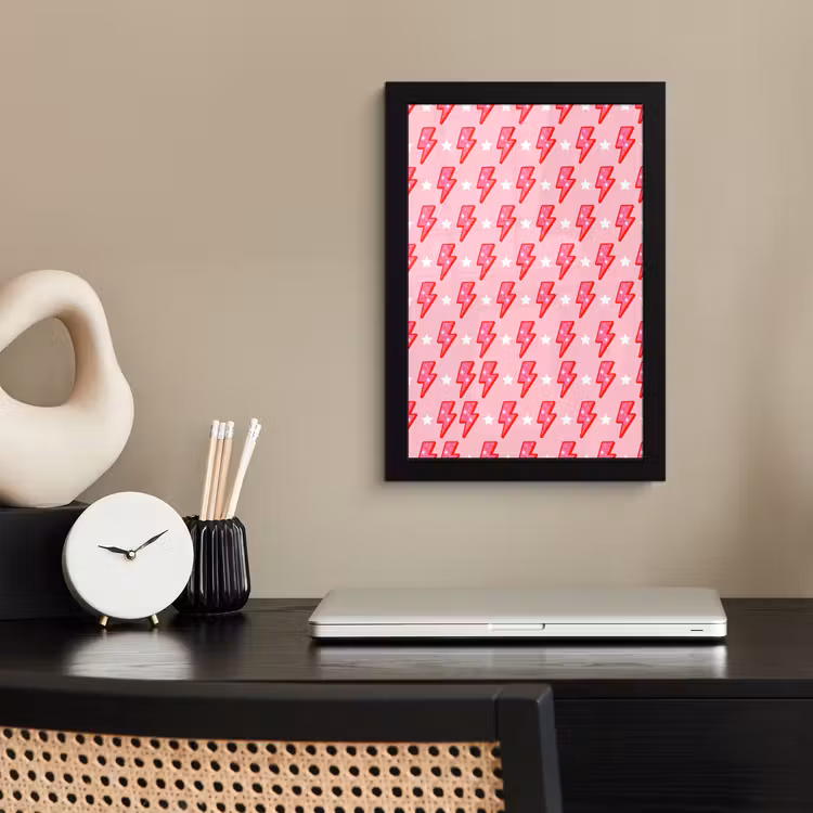 Patroon - Bliksem - Ster - Glitter - Roze fotolijst zwart zonder passe partout klein -sfeer1
