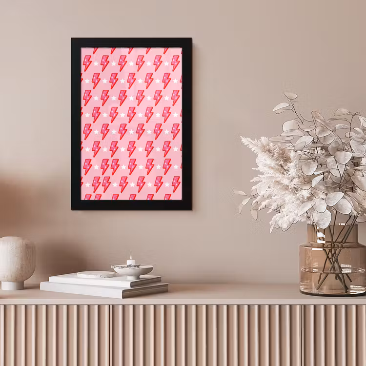 Patroon - Bliksem - Ster - Glitter - Roze fotolijst zwart zonder passe partout klein -sfeer5